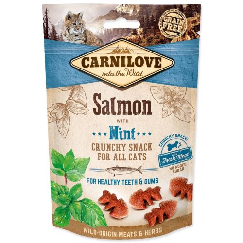 CARNILOVE Cat Crunchy Snack Losos z meto s svežim mesom 50 g