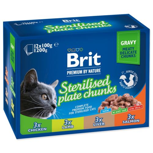 BRIT Premium by Nature za mačke STERILIZIRANE PLAČKE 12x 100 g