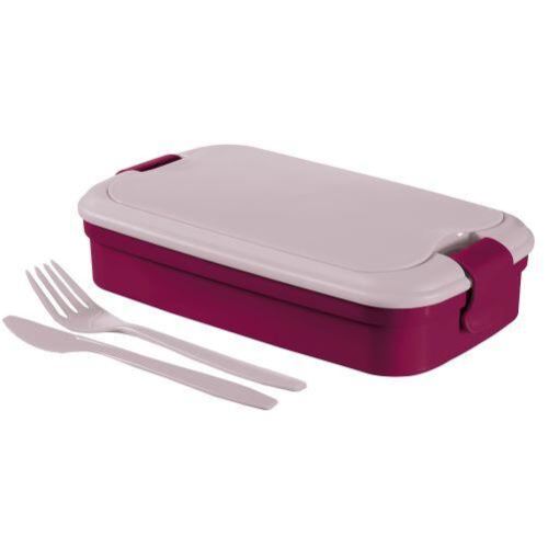 Škatla za prigrizke LUNCH & GO 23x14x7cm+ jedilni pribor, plastika vijolična