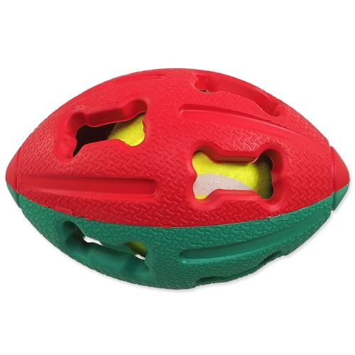 Žoga DOG FANTASY gumijasta žoga za rugby tenis mešanica barv 12,5 cm