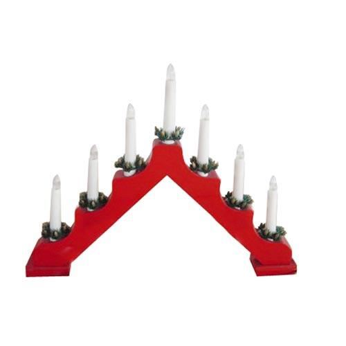 Lesen božični svečnik, električni, 7 sveč, rdeča barva