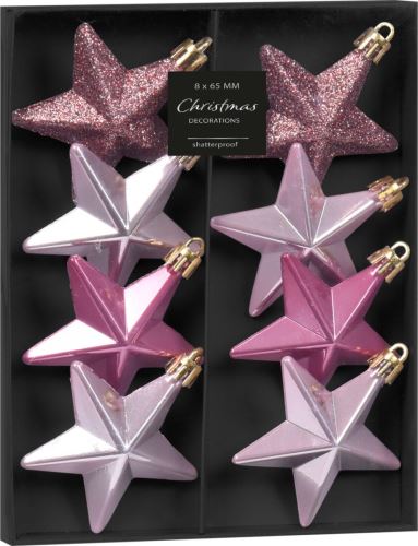 Božična dekoracija zvezda 6,5 cm (8 kosov) mix roza