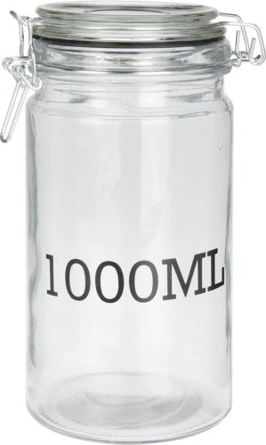 Hermetični kozarec 1000 ml, steklo z zaskočnim zapiranjem, natisnjen