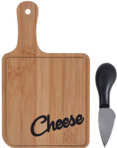 Bambusova deska za sir, 2 dela (deska 20x12x1cm, nož 11cm)