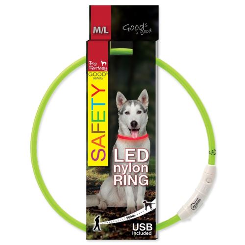 Ovratnica DOG FANTASY LED najlon zelena M-L 1 kos