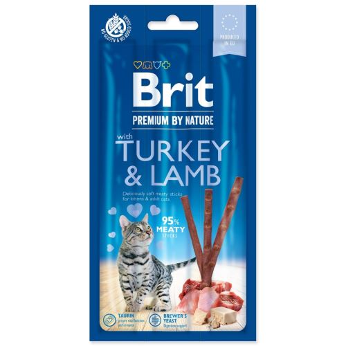 BRIT Premium by Nature mačje palčke s puranom in jagnjetino 3 kosi