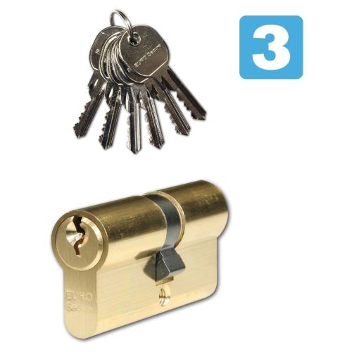 Cilinder RICHTER 30 mm+35 mm 6 ključev, varnostni razred 3, medeninasta površina