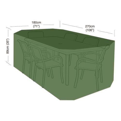 Prevleka za komplet 6 stolov in pravokotne mize 270x180x89cm (polietilen)