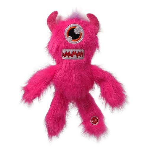 Igrača DOG FANTASY Pošasti kosmato enooko strašilo žvižga rožnato 35 cm