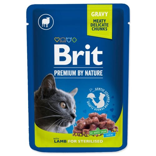 BRIT Premium Chunks z jagnjetino v omaki za sterilizirane mačke 100 g