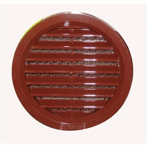 Okrogla prezračevalna rešetka z mrežasto plastiko rjave barve premera 100 mm