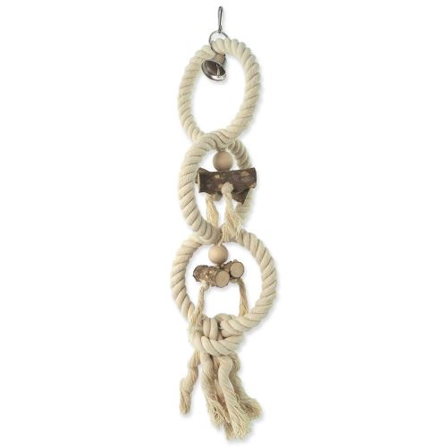 EPIC PET viseča igrača - vrvni obročki z zvončkom in lesom 70 cm