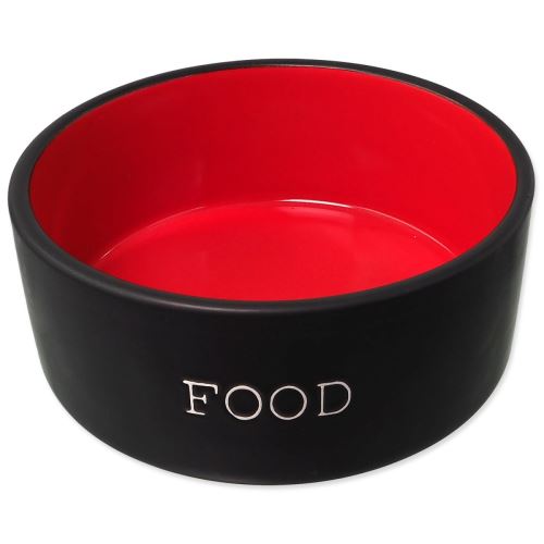 DOG FANTASY keramična skleda črno-rdeča FOOD 13 x 5,5 cm 400 ml