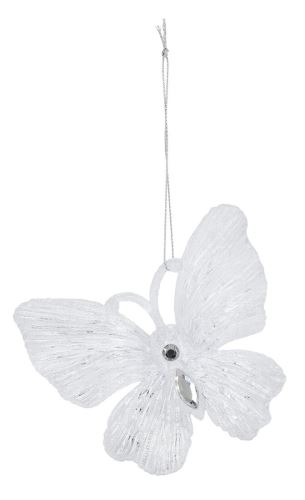Božična dekoracija metulj 11cm plastična bela (2 kosa)