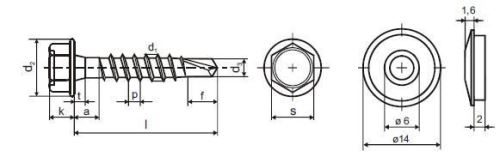 Strešni vijak + EPDM 4,8 x 28 ZB rdeč samorezalni vrtalnik