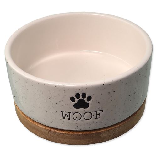 DOG FANTASY keramična posoda bela WOOF s podstavkom 13 x 5,5 cm 400 ml