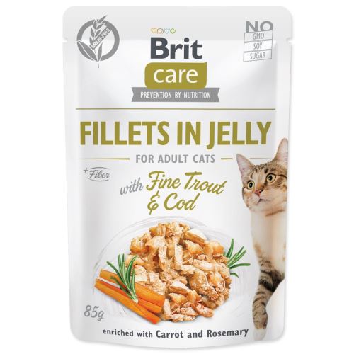 BRIT Care Mačji vrečki za postrvi in trsko v želeju 85 g