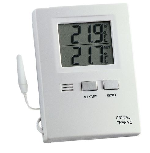Digitalni termometer s sondo 8x6cm bele barve