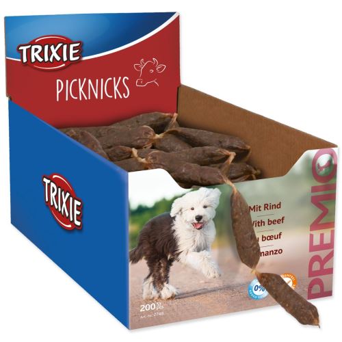 Priboljški za pse Premio Picknicks klobasa goveja 8 cm / 8 g 200 kosov