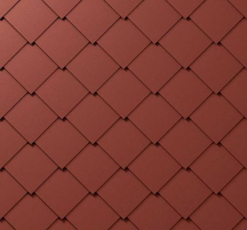 PREFA zgibana/fasadna šablona, 44 x 44 mm štukatura, temno rdeča P10 / pakiranje 8 m2