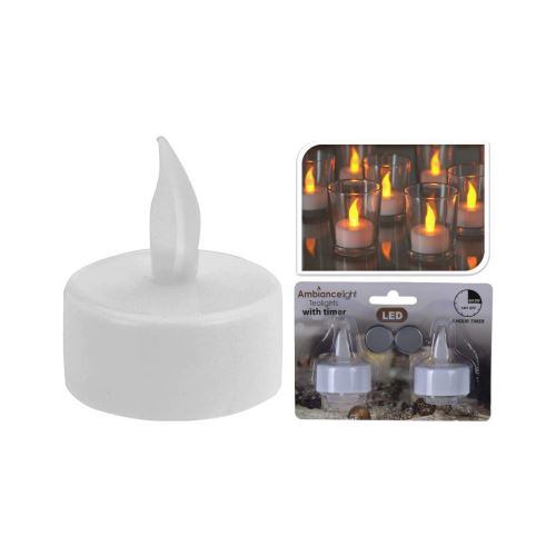 Čajna sveča LED premera 3,5 cm bela (2 kosa)