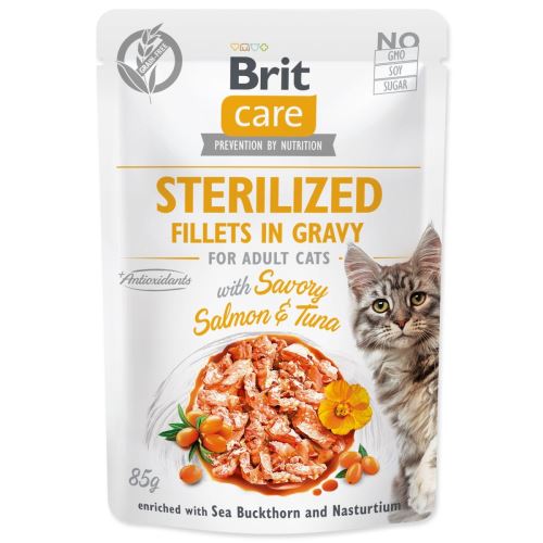 BRIT Care Cat Sterilizirani fileti v omaki s slanim lososom in tunino 85 g