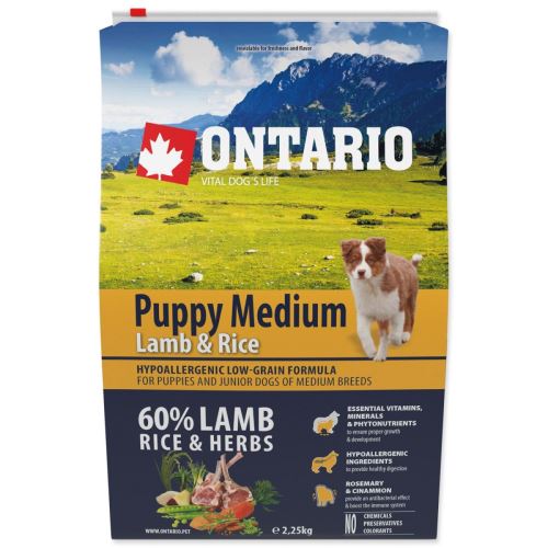 Ontario Puppy Medium jagnjetino z rižem 2,25kg