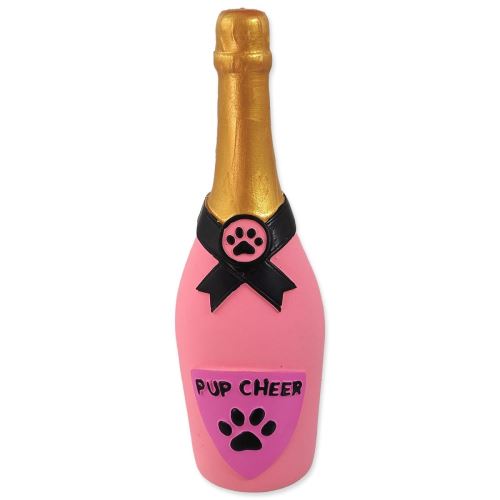 Igrača DOG FANTASY Steklenica šampanjca iz lateksa z zvokom roza 16,5 cm