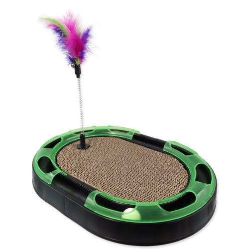 MAGIC CAT praskalnik z žogo in vzmetjo s perjem - črn 40 cm