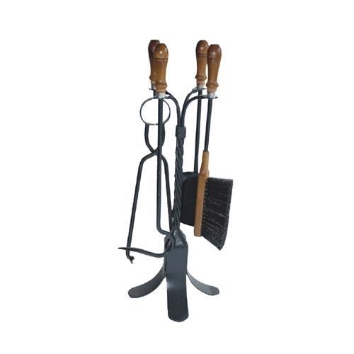 Kaminsko orodje KLASIK kovina/češnja, 4-delni komplet orodja s stojalom