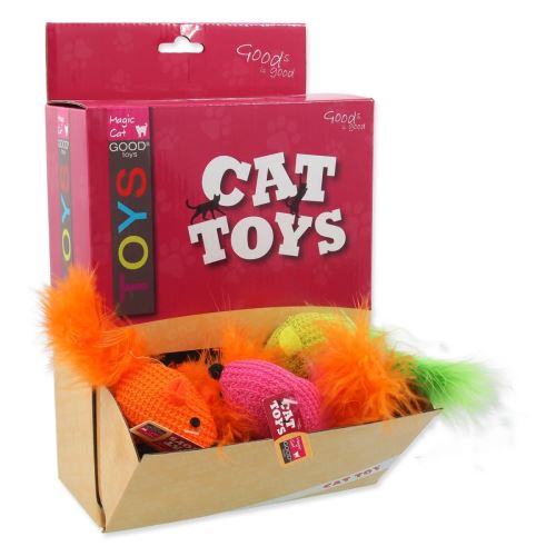 Prikaži igrače MAGIC CAT bombažna miška z mačjo meto in perjem 6 cm 40 kosov