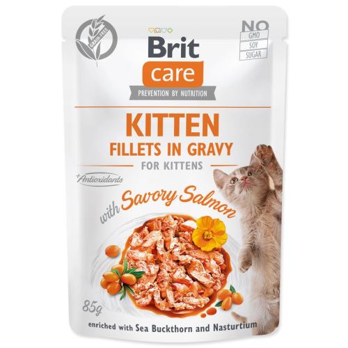 BRIT Care Cat Kitten Fileti v omaki s slanim lososom 85 g