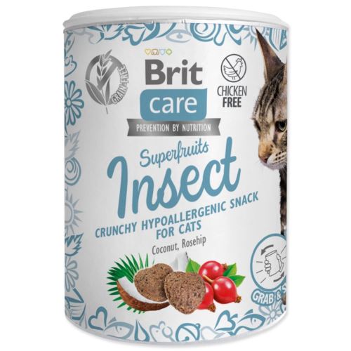 BRIT Care Cat Snack Superfruits Insect s kokosovim oljem in šipkom 100 g