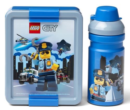Škatla za prigrizke 20x17,3x7,1cm + steklenička 390ml, PP+ silikon LEGO CITY set 2 kosa