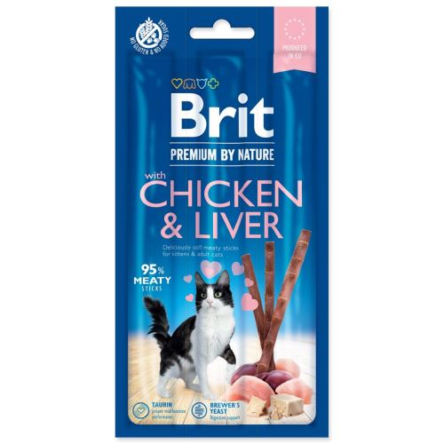 BRIT Premium by Nature mačje palčke s piščancem in jetri 3 kosi