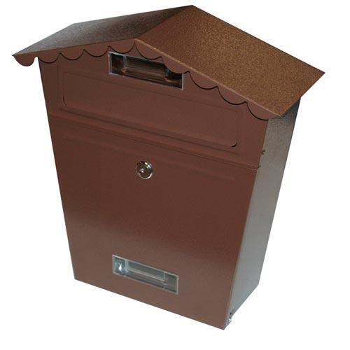 Poštni nabiralnik s streho 290x360x105mm rjave barve
