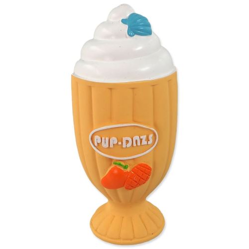Igrača DOG FANTASY Latex skodelica za sladoled z zvokom oranžna 15 cm