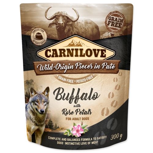 CARNILOVE Pasja pašteta Buffalo z okrasnimi lističi vrtnic 300 g
